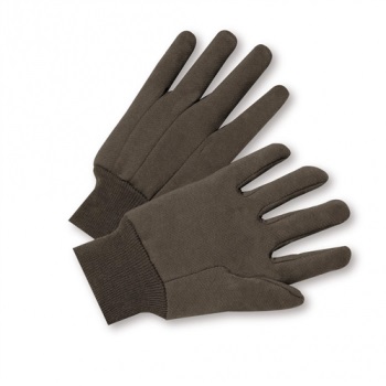Brown Jersey Work Glove with Knit Wrist - Gloves